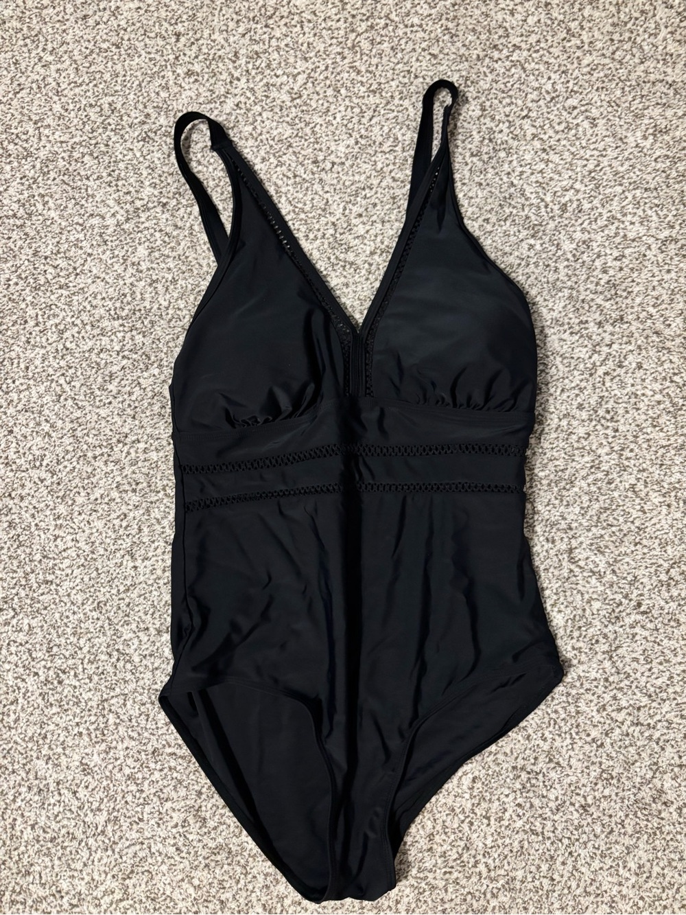 Women’s Classic Black One-Piece Swimsuit V-Neck